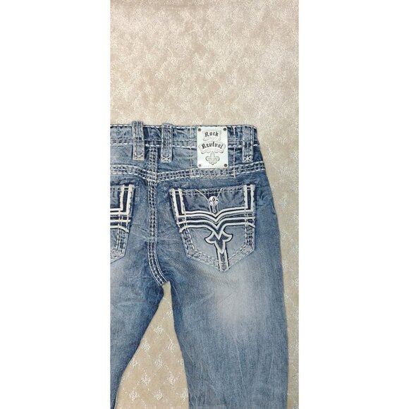 Rock Revival Jeans Size 31 x 30.5 Straight Fit Thick Stitch Buckle exclusive - Picture 5 of 5
